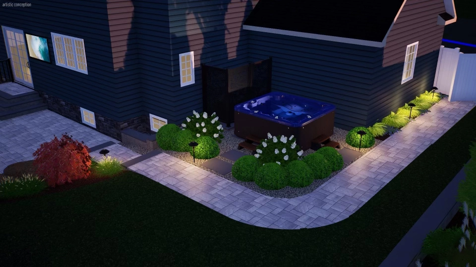 backyard lighting corner shot